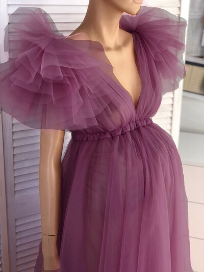 Női kismama ruha Csipkés kismama ruha V nyakú géz úszó vállon Maxi fotózás ruha Babazuhany fotózási ruha