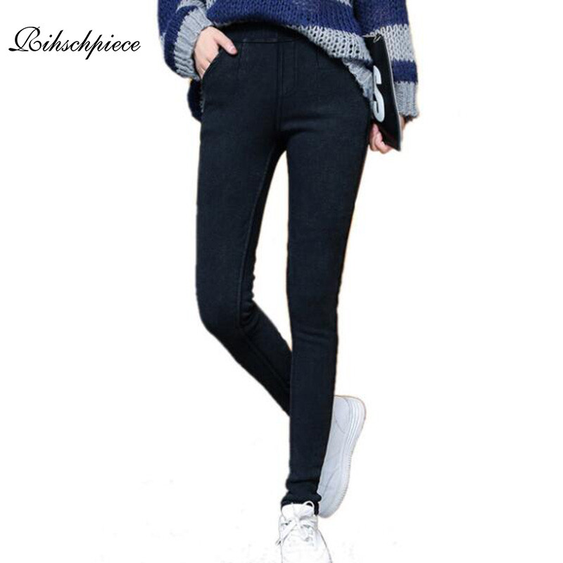 Rihschpiece Liela izmēra 6XL Velvet Legingi Sieviešu džinsi Bikses Flīss Augsts Viduklis Biezs Jeggings Silti Push Up Bikses RZF1543