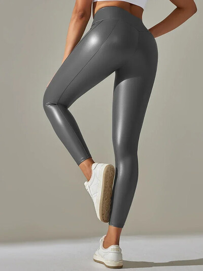 Ženske tajice od PU kože, seksi elastične uske hlače za fitness visokog struka, crne kožne tajice veće veličine za žene, besplatna dostava