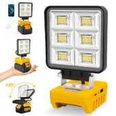 5200LM kaasaskantav 48 W LED-töövalgusti juhtmeta töövalgusti, reguleeritav alus, laetav LED-prožektor DeWalt ilma akuta