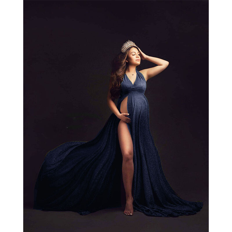 Haine de sarcină Fotografie însărcinată Fusta lungă Fotografie de maternitate Recuzită Gât în V Rochii lungi Noua ședință foto de sarcină