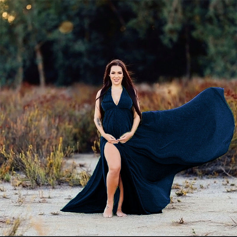 Haine de sarcină Fotografie însărcinată Fusta lungă Fotografie de maternitate Recuzită Gât în V Rochii lungi Noua ședință foto de sarcină