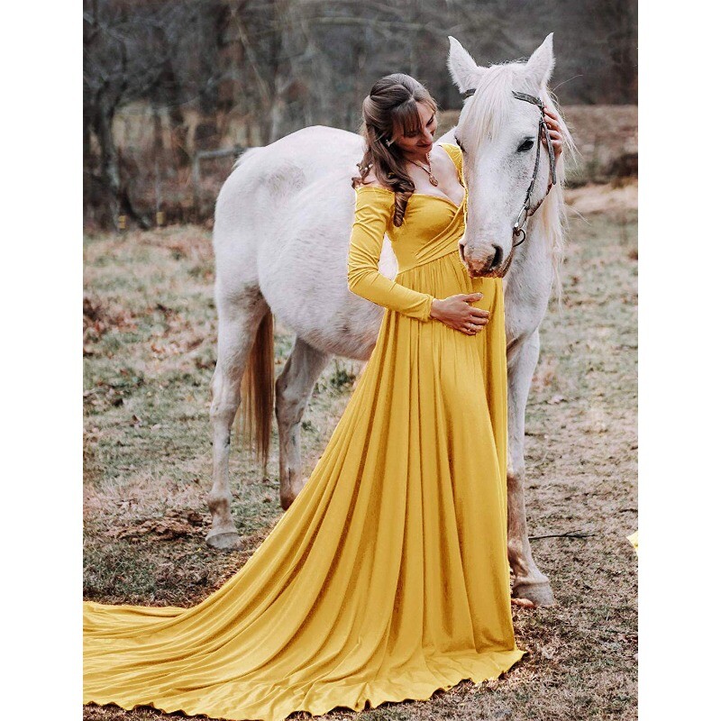 Hosszú farokú kismama ruhák fotózáshoz fotózáshoz kellékek Maxi terhes nők ruhák terhesruha