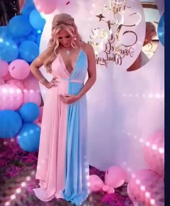 Рокли за бременни за фотосесия Baby Shower Бременност Снимане Секси дантелени кръгло деколте Дълга пола Фотографски реквизит Бременни