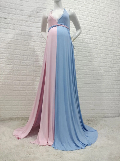 Trudničke haljine za fotografiranje Baby Shower Snimanje u trudnoći Seksi čipkana duga suknja s okruglim izrezom Fotografski rekviziti za trudnice