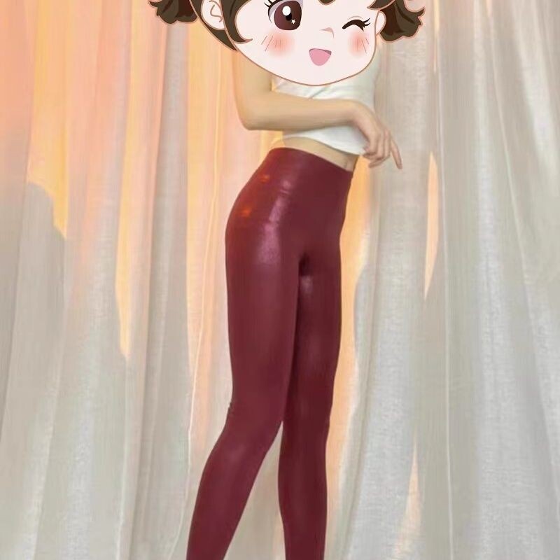 Sjajne svjetlucave boje vina Ženske joga tajice Plus veličine Tajice visokog struka Hlače za vježbanje za teretanu Uske donjice