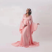 Szexi, V nyakú terhesruhák, osztott elülső kismama ruhák fotózás hosszú terhes nők maxi kismama ruha fényképes kellékek