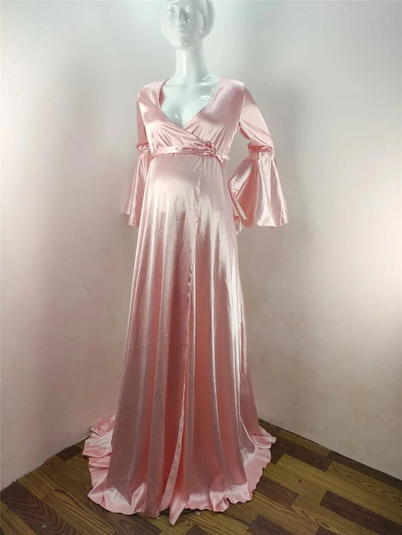 Szexi, V nyakú terhesruhák, osztott elülső kismama ruhák fotózás hosszú terhes nők maxi kismama ruha fényképes kellékek