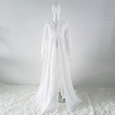 Boho Dantela Maternitate Fotografie Recuzita Rochii lungi Maneca evazata Se vede prin rochie pentru sedinta foto de maternitate