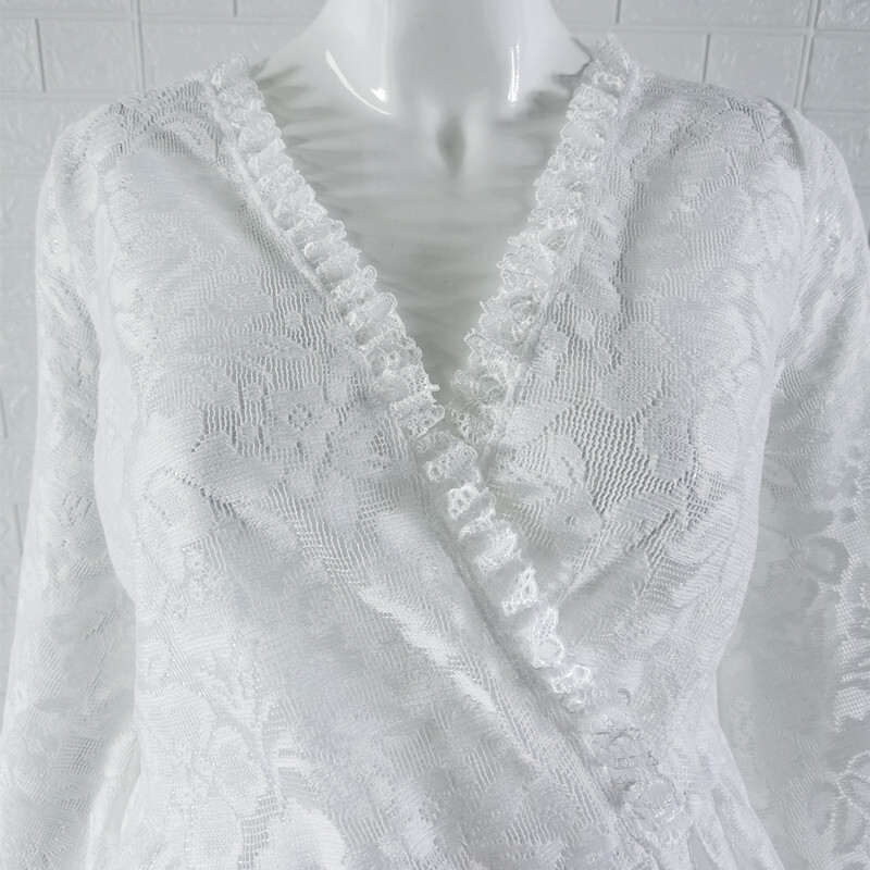 Boho Dantela Maternitate Fotografie Recuzita Rochii lungi Maneca evazata Se vede prin rochie pentru sedinta foto de maternitate