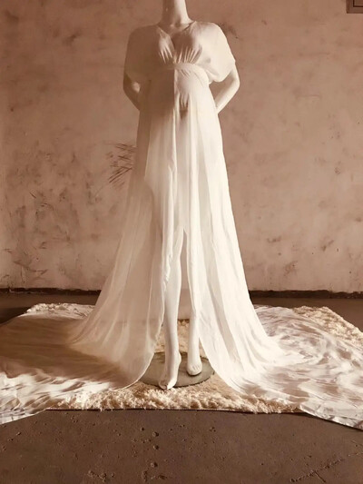 Ženska haljina od šifona u obliku sirene za trudnice, elegantna, s V izrezom, elegantnog kroja, dugačka, maksi haljina za tuširanje za bebe za rekvizit za fotografiranje