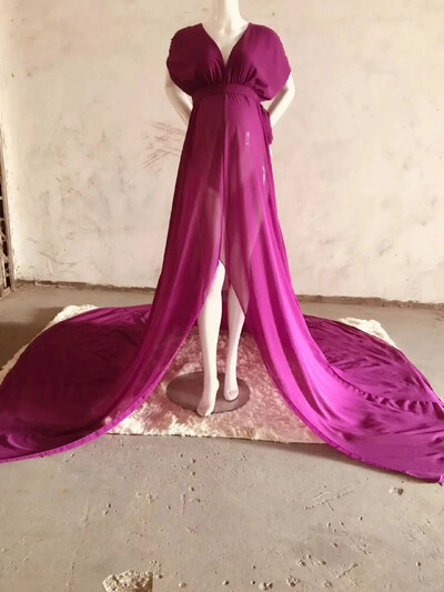 Ženska haljina od šifona u obliku sirene za trudnice, elegantna, s V izrezom, elegantnog kroja, dugačka, maksi haljina za tuširanje za bebe za rekvizit za fotografiranje