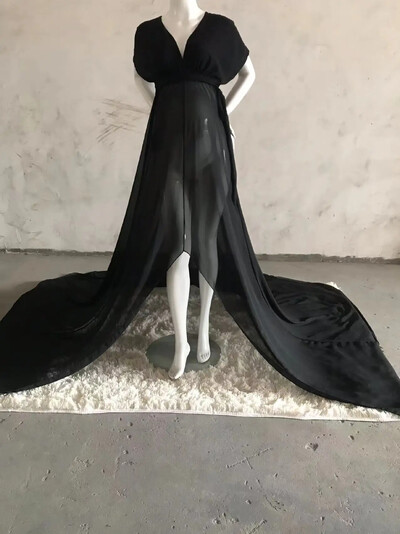 Ženska haljina od šifona u obliku sirene za trudnice, elegantna, s V izrezom, elegantnog kroja, dugačka, maksi haljina za tuširanje za bebe za rekvizit za fotografiranje