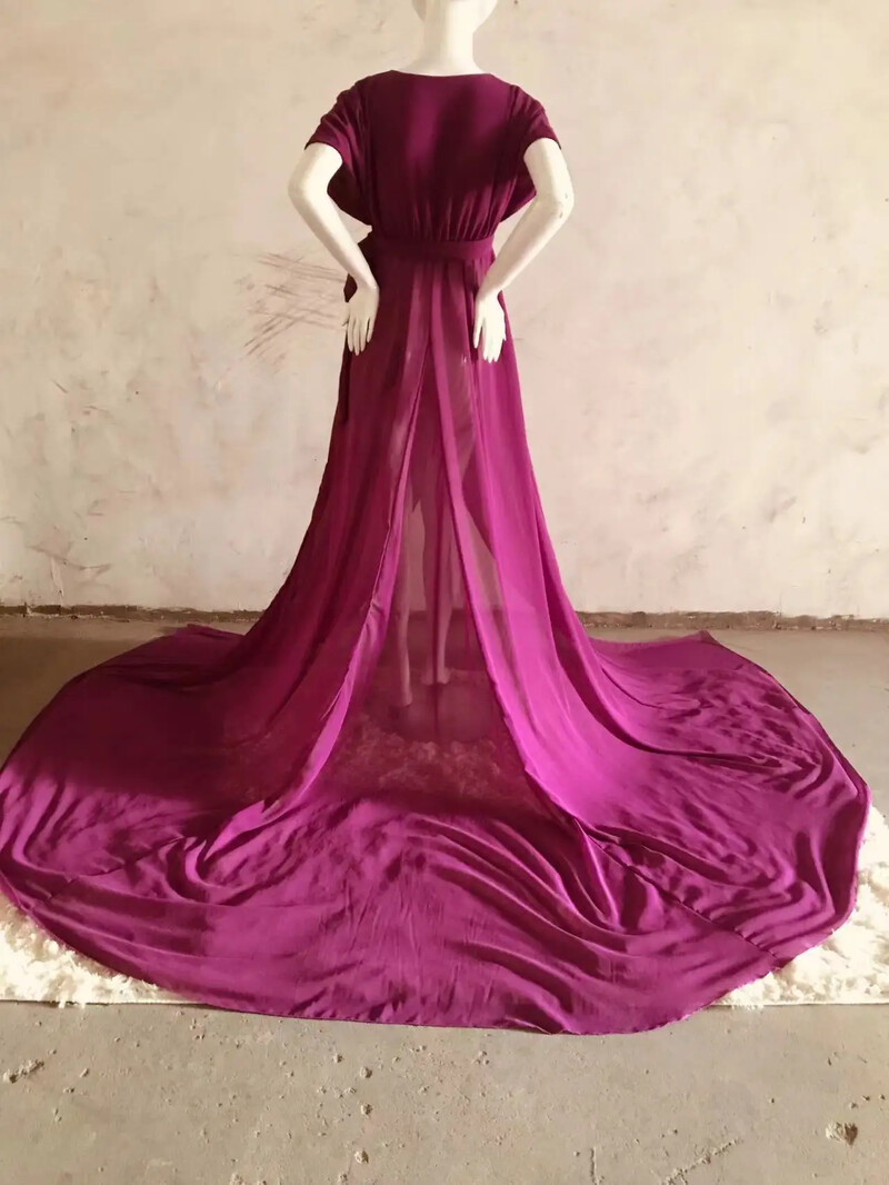 Ženska haljina od šifona u obliku sirene za trudnice, elegantna, s V izrezom, elegantnog kroja, dugačka, maksi haljina za tuširanje za bebe za rekvizit za fotografiranje