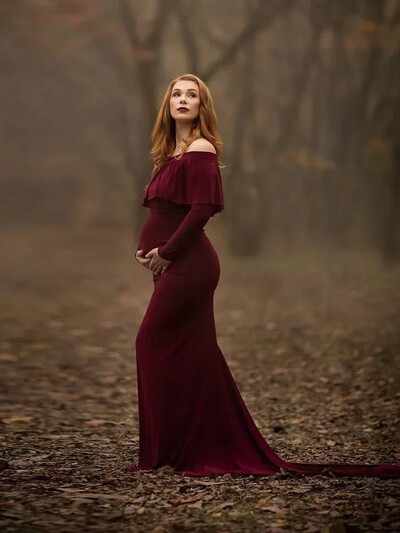 Garš lakats Grūtnieču fotografēšanai Rekvizīti Grūtnieču kleitas no pleciem Grūtnieču kleita fotosesijām Sieviešu grūtniecības kleita