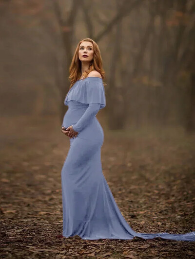 Garš lakats Grūtnieču fotografēšanai Rekvizīti Grūtnieču kleitas no pleciem Grūtnieču kleita fotosesijām Sieviešu grūtniecības kleita