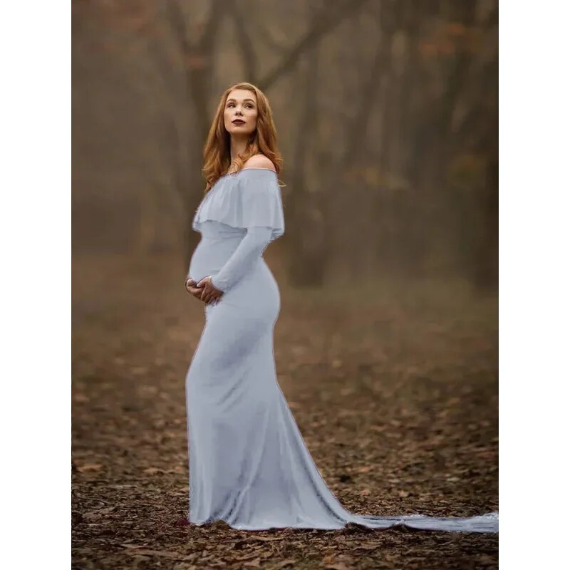 Garš lakats Grūtnieču fotografēšanai Rekvizīti Grūtnieču kleitas no pleciem Grūtnieču kleita fotosesijām Sieviešu grūtniecības kleita