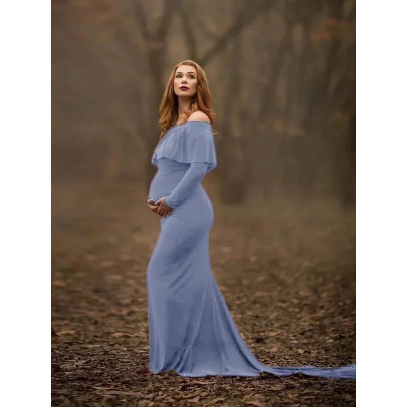 Garš lakats Grūtnieču fotografēšanai Rekvizīti Grūtnieču kleitas no pleciem Grūtnieču kleita fotosesijām Sieviešu grūtniecības kleita