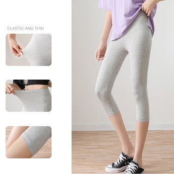 Μονόχρωμο Modal κολάν Γυναικεία προπόνηση Plus size capri Legging High Stretch Casual αδυνάτισμα Βασικό κοντό παντελόνι