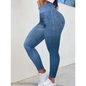 Női 1XL-5XL nagyobb méretű alkalmi ingázó vékony nadrágok, divatos farmerutánzatok, magas derekú, nyomott sztreccs leggings