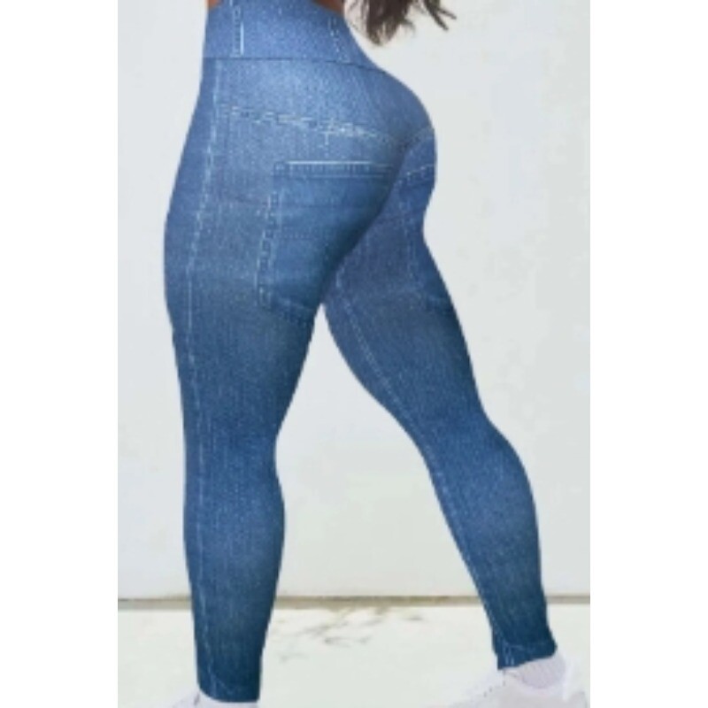 Női 1XL-5XL nagyobb méretű alkalmi ingázó vékony nadrágok, divatos farmerutánzatok, magas derekú, nyomott sztreccs leggings