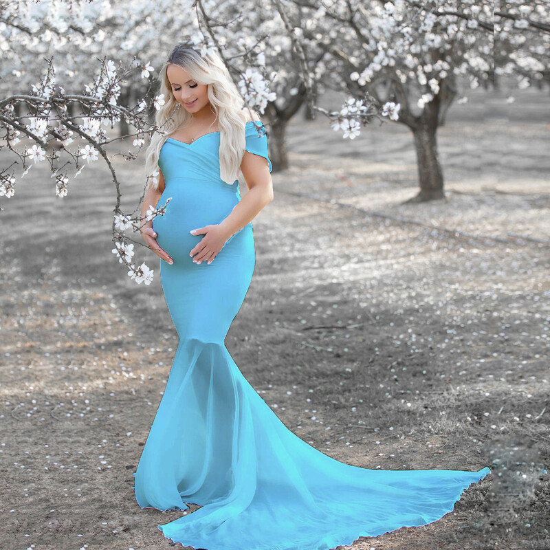 Seksīgas grūtnieču kleitas ar šķeltu priekšpusi gara grūtniecības fotografēšanas kleita ar mežģīnēm šifona grūtniecēm Maxi kleita foto rekvizīti