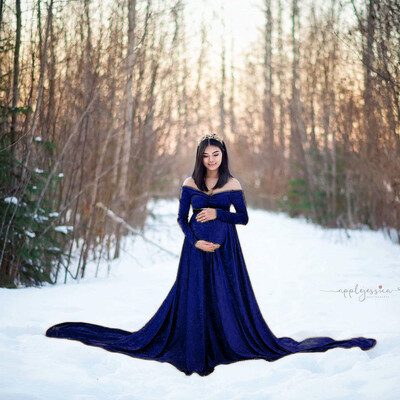 Klasiskas grūtnieču kleitas fotogrāfiju rekvizīti Seksīgi sadalīti sāni Sarkana Zaļa Zila Grūtniecēm Garas grūtniecības kleitas Fotosesijas