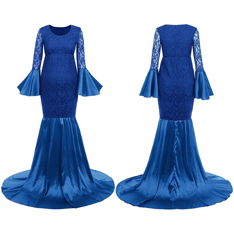 Sieviešu mežģīņu kleita ar garām piedurknēm fotosesijai Mermaid Maxi fotografēšanas kleita bērnu dušas foto rekvizīti