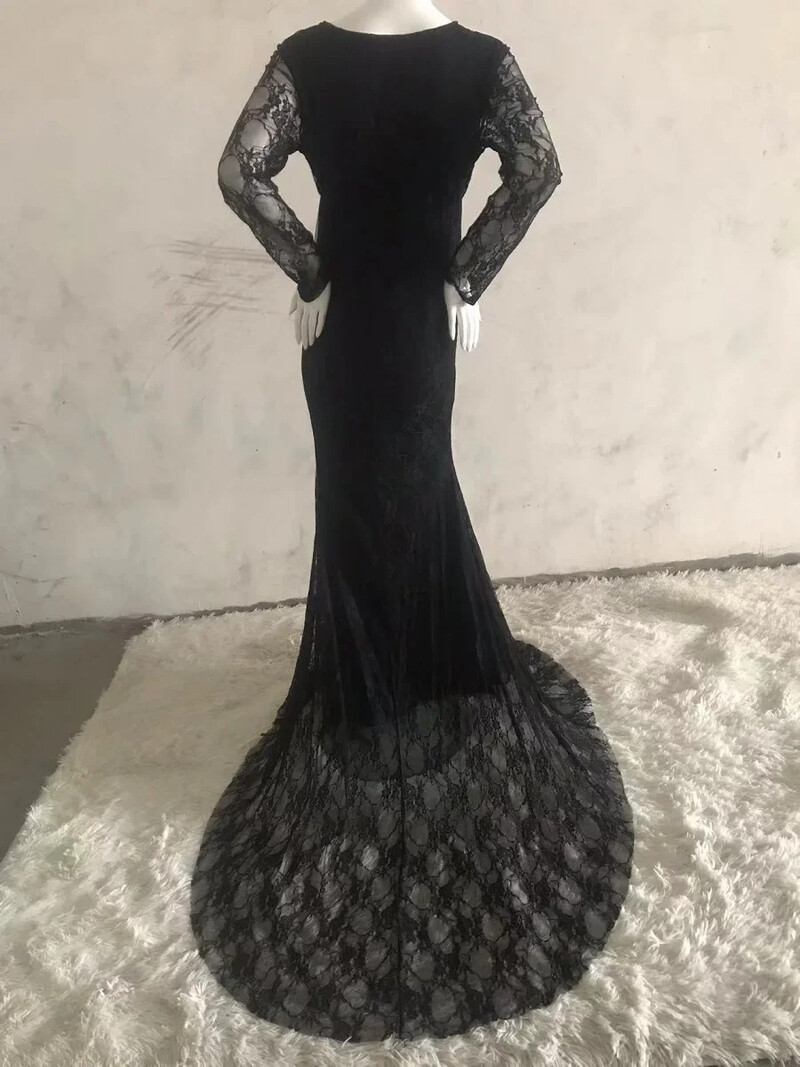 Eleganta grūtnieču kleita, seksa mežģīņu kleita, liela izmēra kleita grūtniecēm, apģērbs, fotografēšana, grūtniecības kleita, garām piedurknēm, foto aksesuāri, piederumi