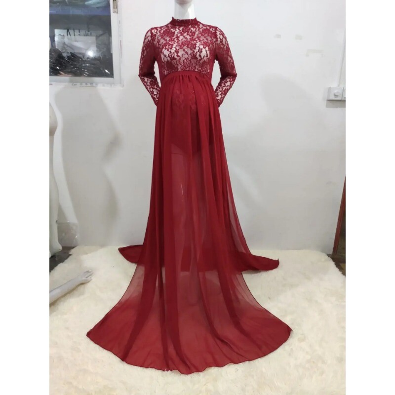 Grūtniecības kleita fotosesijai grūtnieču fotografēšanai Seksīga mežģīņu kleita Liela izmēra kleita grūtniecēm