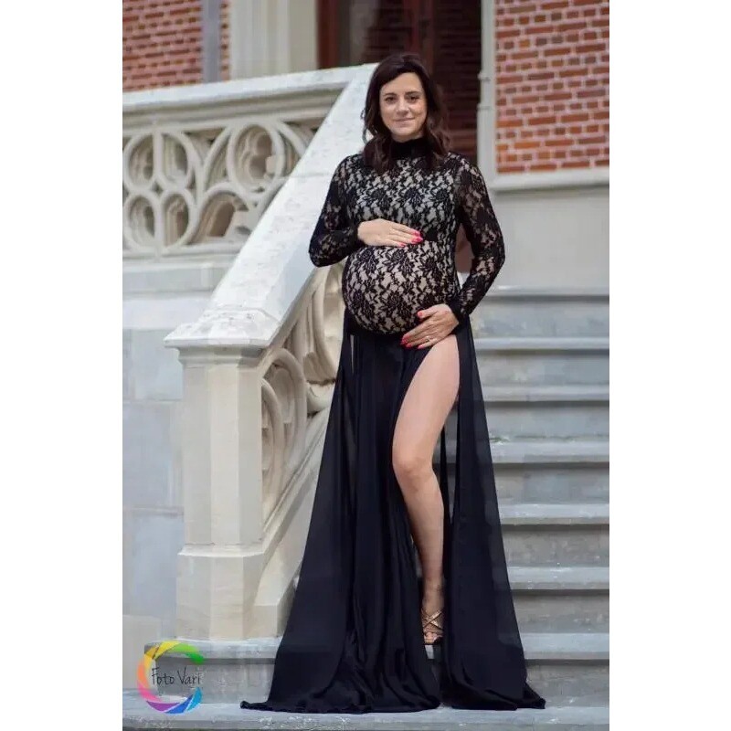 Grūtniecības kleita fotosesijai grūtnieču fotografēšanai Seksīga mežģīņu kleita Liela izmēra kleita grūtniecēm