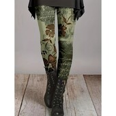 Liela izmēra 1XL-5XL Sieviešu retro, ziedu, šauri pieguļoši legingi Ikdienas elastīgi etniskā stila legingi ar apdruku