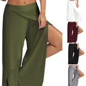 Sievietēm liela izmēra bikses ar platām kājām brīvas fitnesa deju jogas bikses, sieviešu elastīgas vidukļa ikdienišķas treniņa stingrs vasaras apģērbs