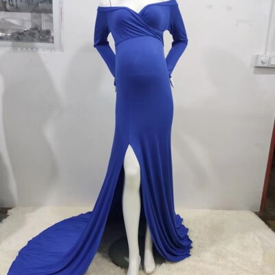 Grūtnieču kleitas bez pleciem, fotografēšanas rekvizīti Seksīga, uz sāniem palielināta kleita grūtniecēm, garas grūtniecības kleitas fotosesijas