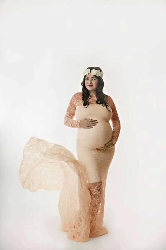 2024. gada modes sieviešu aste ar garām piedurknēm grūtnieču fotografēšanas rekvizīti Mežģīņu kleita Eleganta, grezna grūtniecības fotosesijas studijas apģērbi