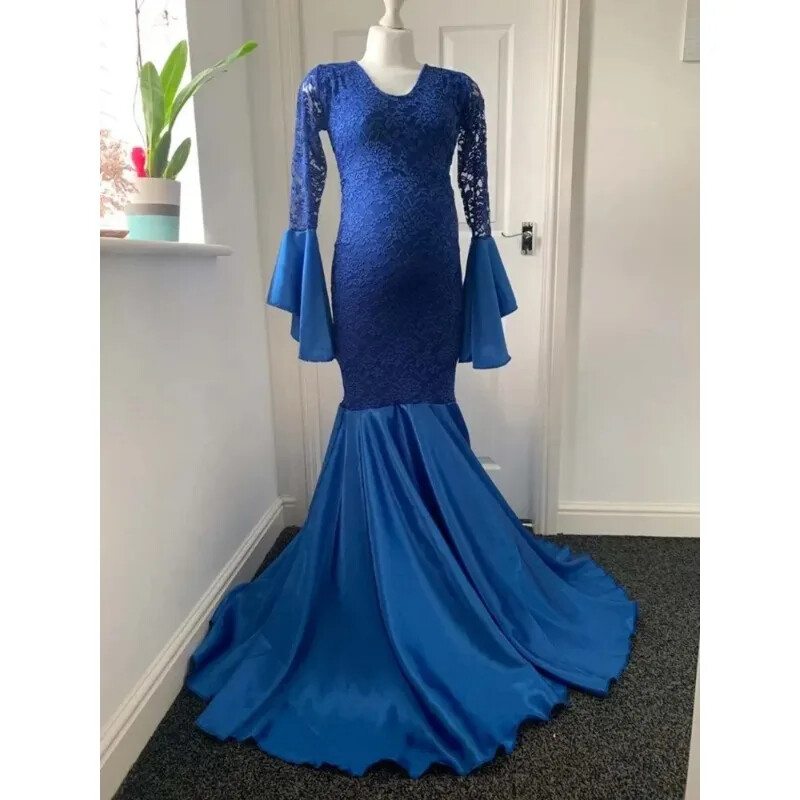 Mežģīnes Grūtnieču kleita Fotografēšana Rekvizīti Kleitas Fotosesija Mermaid Maxi Kleita Grūtniecēm ar garām piedurknēm Apģērbi Jauns