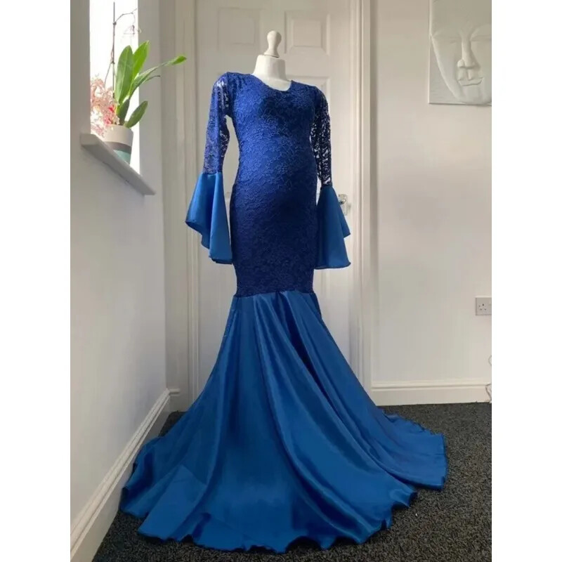 Mežģīnes Grūtnieču kleita Fotografēšana Rekvizīti Kleitas Fotosesija Mermaid Maxi Kleita Grūtniecēm ar garām piedurknēm Apģērbi Jauns