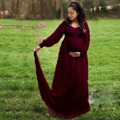 Accesorii foto de maternitate lungi sexy Rochie de sarcina pentru rochii de dus pentru bebelusi din sifon pentru femei gravide Rochie maxi Sedinte foto 2024