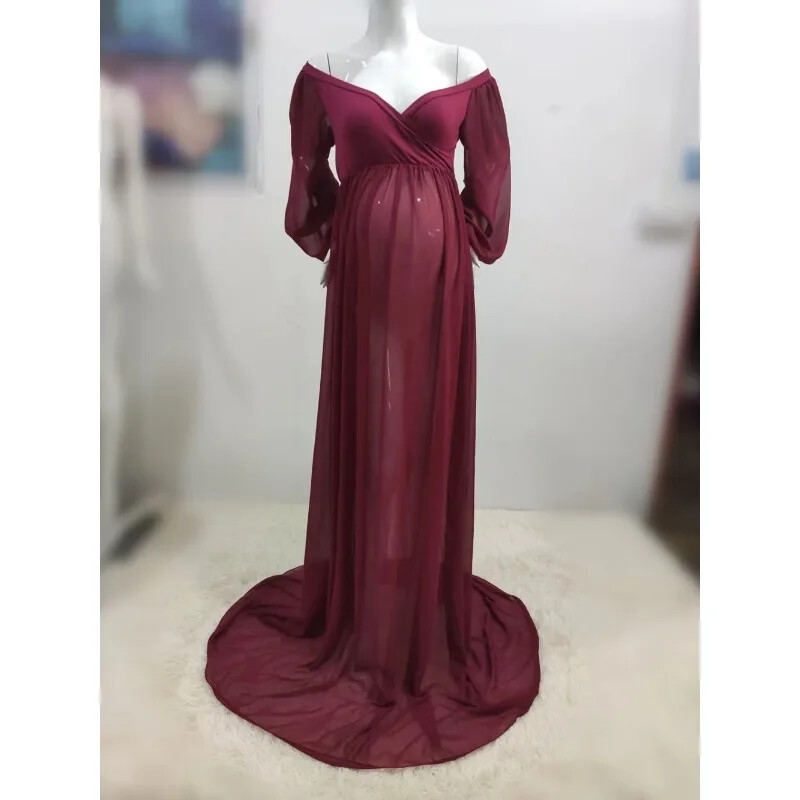 Accesorii foto de maternitate lungi sexy Rochie de sarcina pentru rochii de dus pentru bebelusi din sifon pentru femei gravide Rochie maxi Sedinte foto 2024
