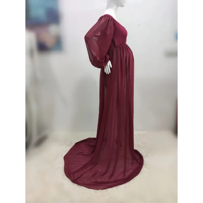 Accesorii foto de maternitate lungi sexy Rochie de sarcina pentru rochii de dus pentru bebelusi din sifon pentru femei gravide Rochie maxi Sedinte foto 2024