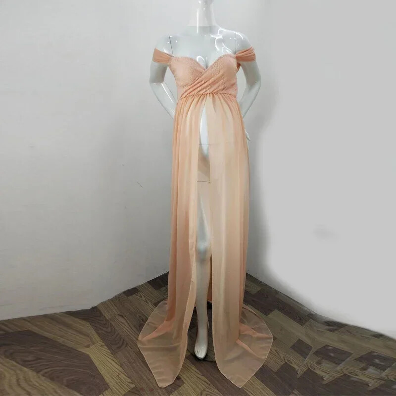 Rochii de maternitate sexy pentru sedinta foto femei gravide fotografia prop rochie de sarcina dantela lunga fara bretele rochie maxi cu fanta in fata