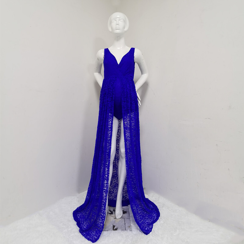 Rochii lungi de maternitate din dantelă pentru ședințe foto Rochie de sarcină fantezică sexy pentru femei însărcinate în fața despicată Rochie maxi pentru fotografie Prop Nou