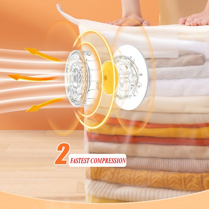 Plakani/kubiski vakuuma uzglabāšanas maisi 2 vienā, modernizēts vāciņš bez gaisa vārsta vietas taupīšanas skapja organizatori segas segas gultas veļa