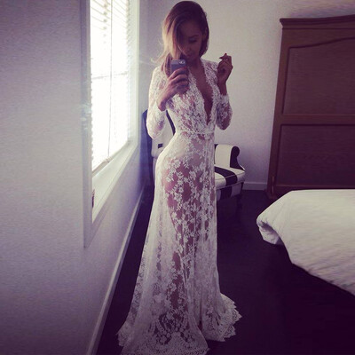 Szexi, mély V-nyakú kismama ruhák fotózáshoz Maxi ruha, elöl osztott női terhes fotózás kellékek hosszú női ruha