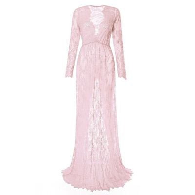 Szexi, mély V-nyakú kismama ruhák fotózáshoz Maxi ruha, elöl osztott női terhes fotózás kellékek hosszú női ruha