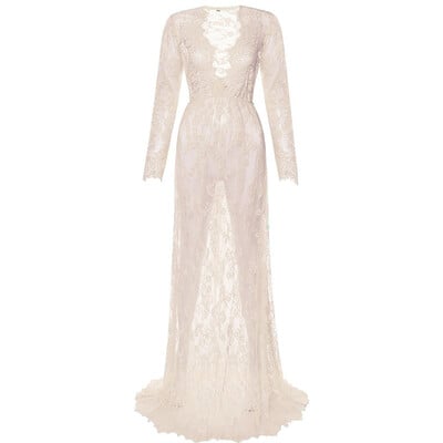 Szexi, mély V-nyakú kismama ruhák fotózáshoz Maxi ruha, elöl osztott női terhes fotózás kellékek hosszú női ruha