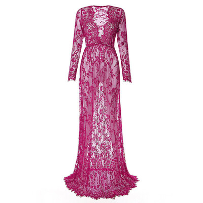 Szexi, mély V-nyakú kismama ruhák fotózáshoz Maxi ruha, elöl osztott női terhes fotózás kellékek hosszú női ruha