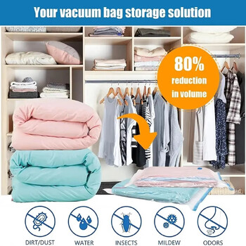 5 Combo Vacuum Storage Bags with Pump for Clothes Comforters Organizer συσκευασίας σπιτιού