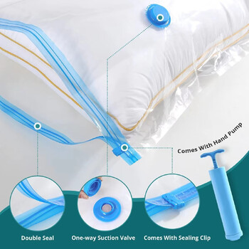 5 Combo Vacuum Storage Bags with Pump for Clothes Comforters Organizer συσκευασίας σπιτιού