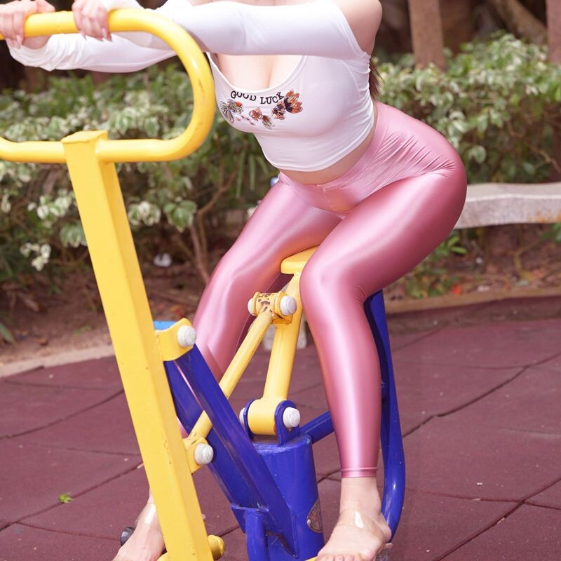 Sjajne prozirne ženske joga tajice Plus veličine tajice visokog struka Hlače za vježbanje za teretanu Uske donjice